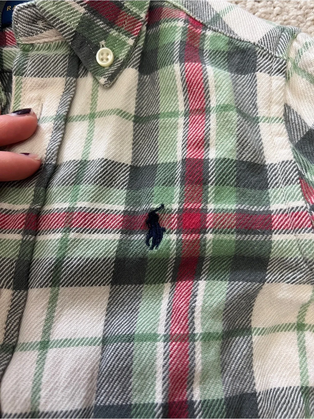 Ralph Lauren Kids Boys Green Plaid Collared Button-Up Shirt Preppy Size 3/3T